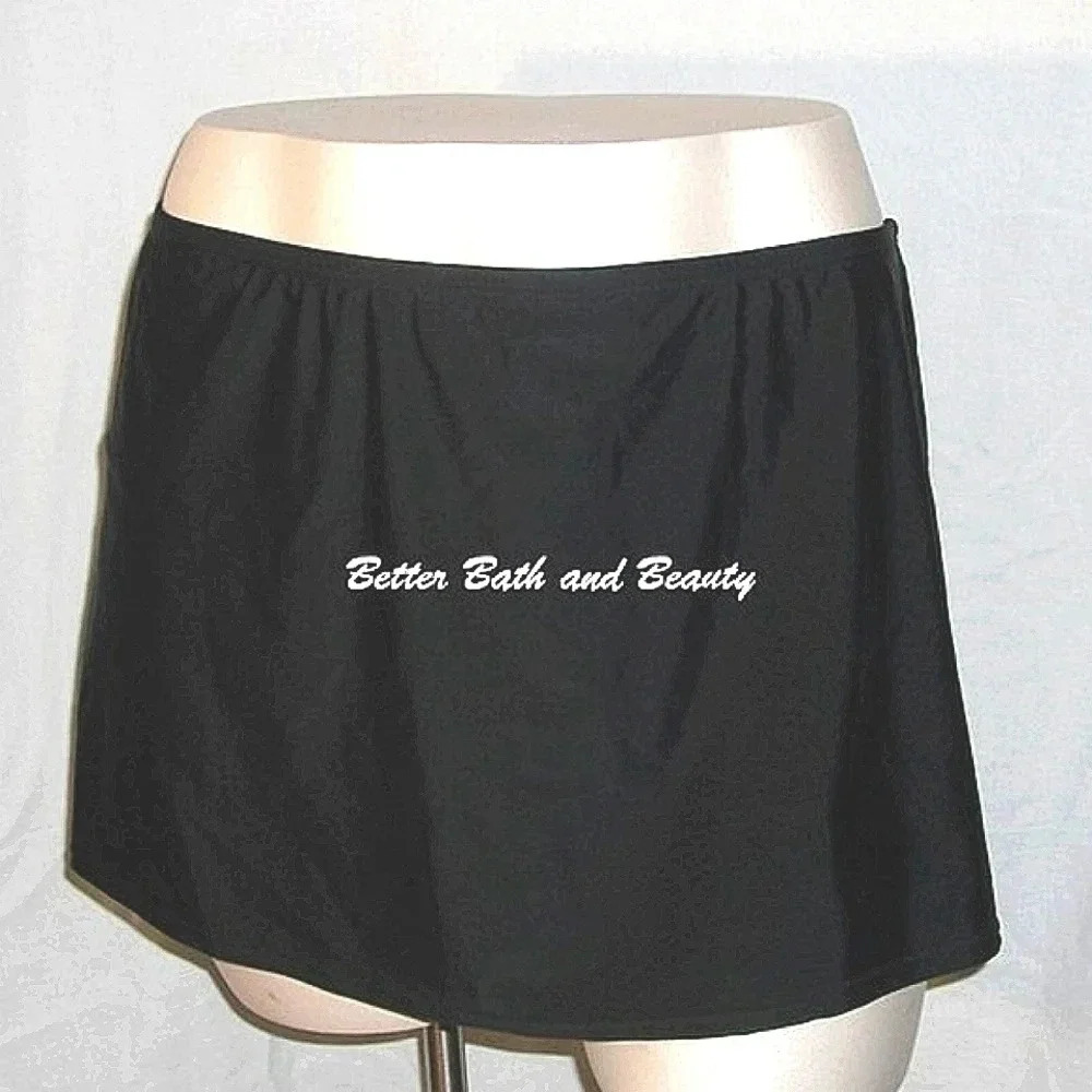 Tropical Escape Plus Size Swim Skirt 24W Black NWT